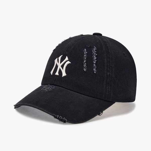 Nón MLB Korea - [Unisex] Damaged Washed Denim NY Yankees Black - 3ACPVD34N-50BKS