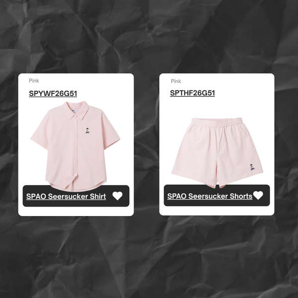  Set Áo Quần Sơ Mi SPAO [Nữ] - Woody Seersucker Short Sleeve Shirt - SPYWF26G51/SPTHF26G51 