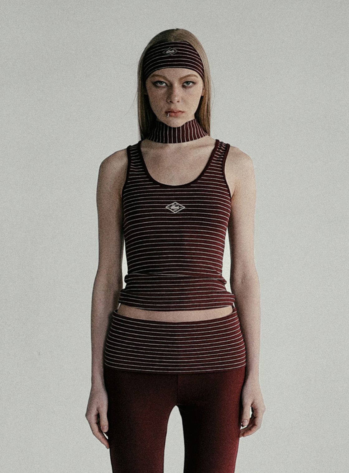 Áo Croptop [Nữ] Badblood - [w-tnk25-004] Beyond Soft Tank 3 Stripe Wine 