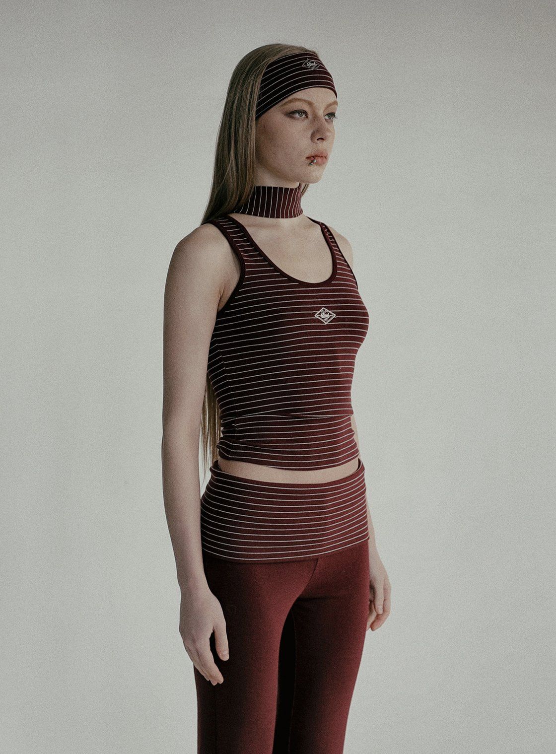  Áo Croptop [Nữ] Badblood - [w-tnk25-004] Beyond Soft Tank 3 Stripe Wine 