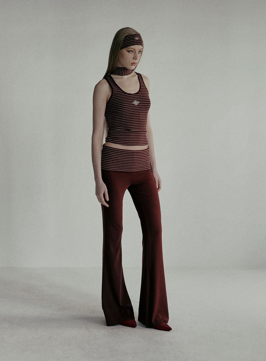 ◆BADBLOOD◆ Beyond Soft Tank 3 Stripe Wine w-tnk25-004 Áo BAD BLOOD Beyond Soft Tank 3 - Stripe Wine w-tnk25-004