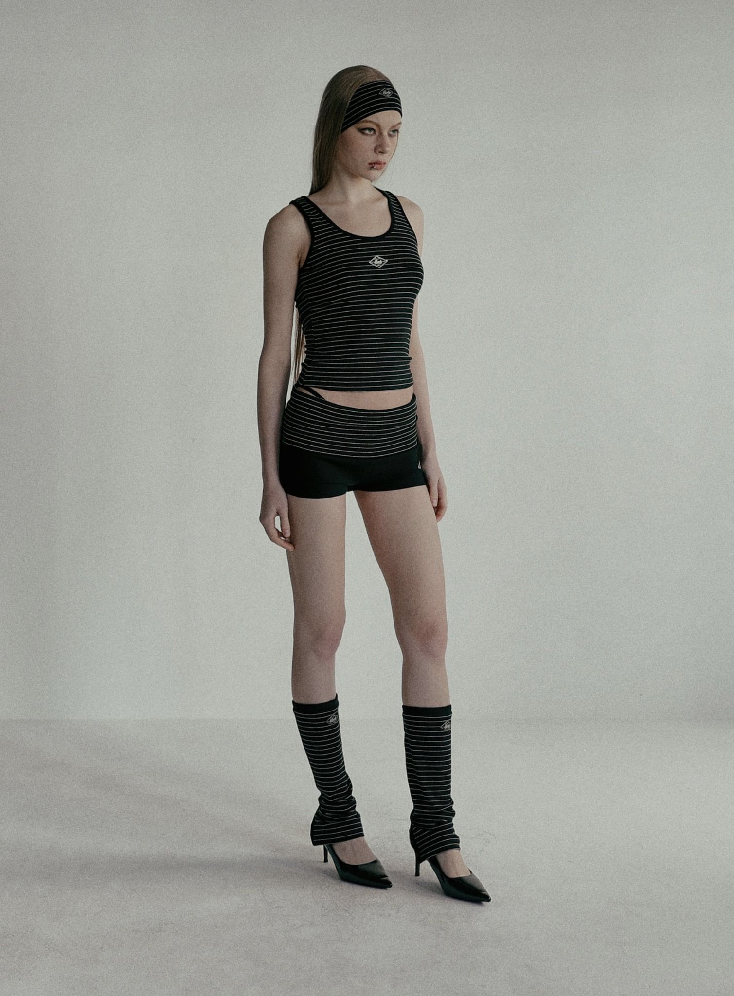  Áo Croptop [Nữ] Badblood - [w-tnk25-006] Beyond Soft Tank 3 Stripe Black 