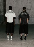  Áo Sơ Mi [Unisex] Badblood - [w-sht25-004] Dark Classic Short Sleeve Shirt Black/Striped 