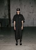 Áo Sơ Mi [Unisex] Badblood - [w-sht25-004] Dark Classic Short Sleeve Shirt Black/Striped 