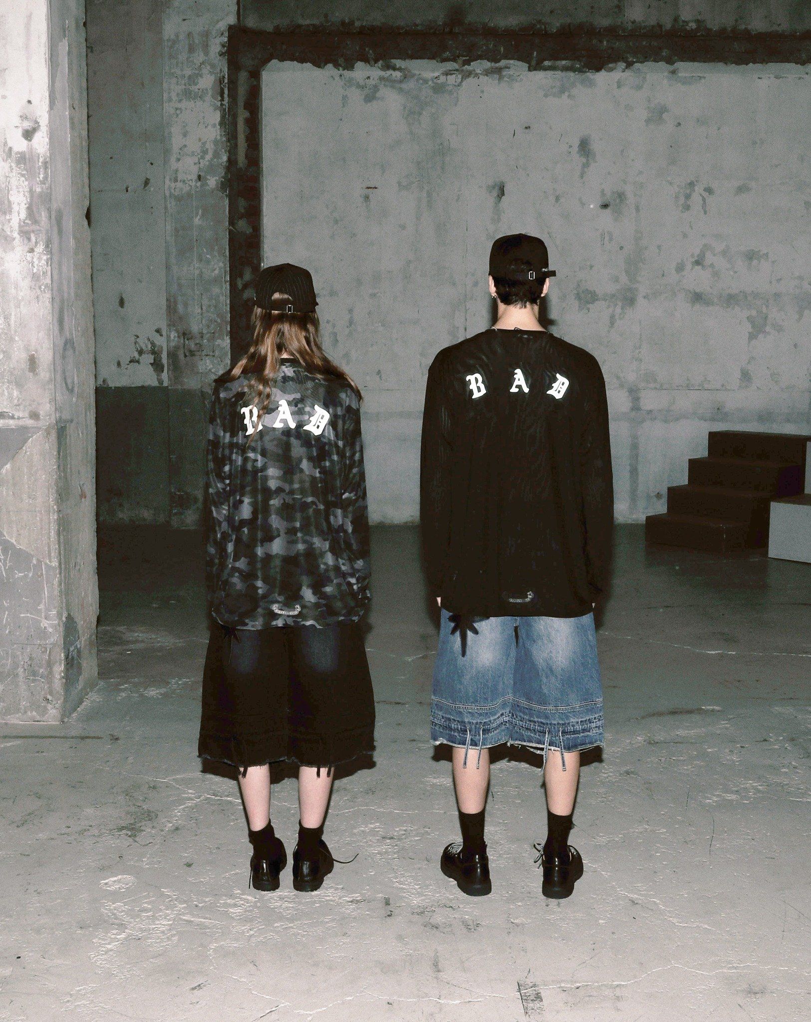  Quần Lửng [Unisex] Badblood - [w-srt25-031] Convex Denim Long Bermuda Pants - Mid Blue 