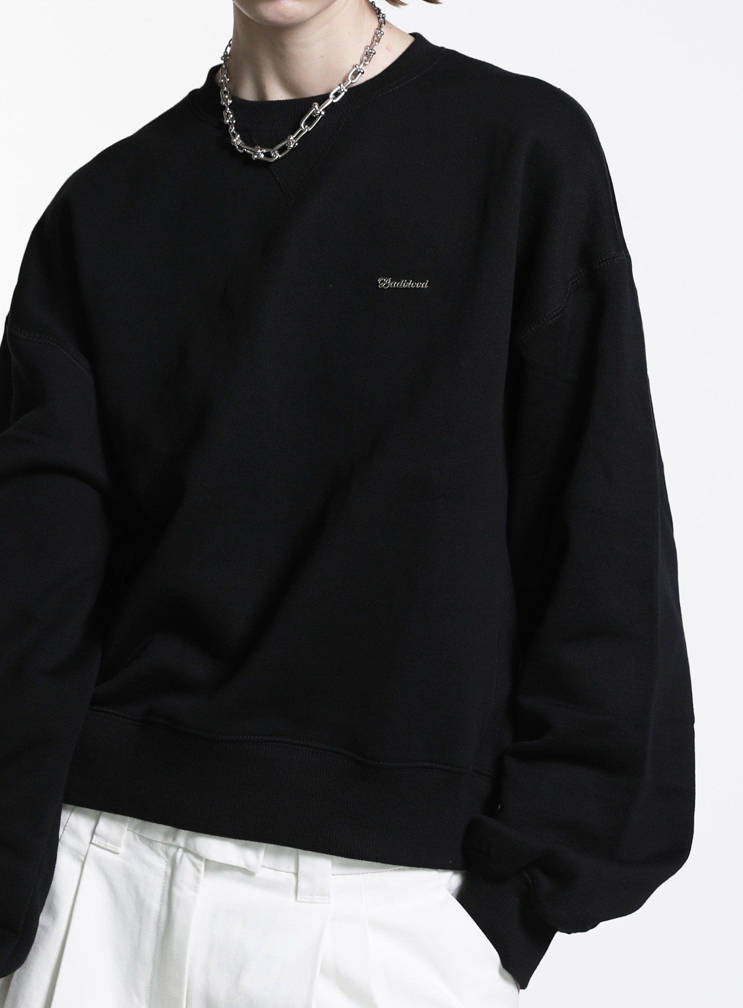  Áo Sweater [Unisex] Badblood -[w-sweatshirt22-003] Minimal Logo Heavyweight - Black 