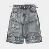  Quần Lửng [Unisex] Badblood - [w-srt25-030] Convex Denim Long Bermuda Pants - Light Blue 