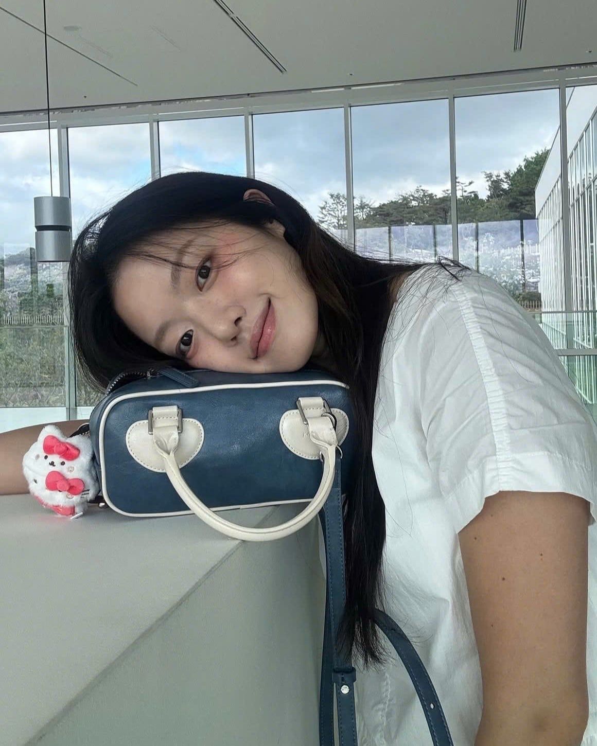  Túi Xách FindKapoor Korea - Heart Block Bag 22 Crinkled Blue 