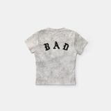  Áo Thun [Unisex] Badblood - [w-tee25-031] Lion Patch Short Sleeve Slim Fit Washed White 