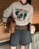  Áo Sweater Nội Địa Hàn Freesize Màu Xám 