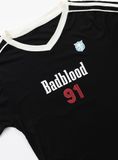  Áo Thun [Unisex] Badblood - [w-tee24-054] Vintage Club V-Neck Jersey T-Shirt Black 
