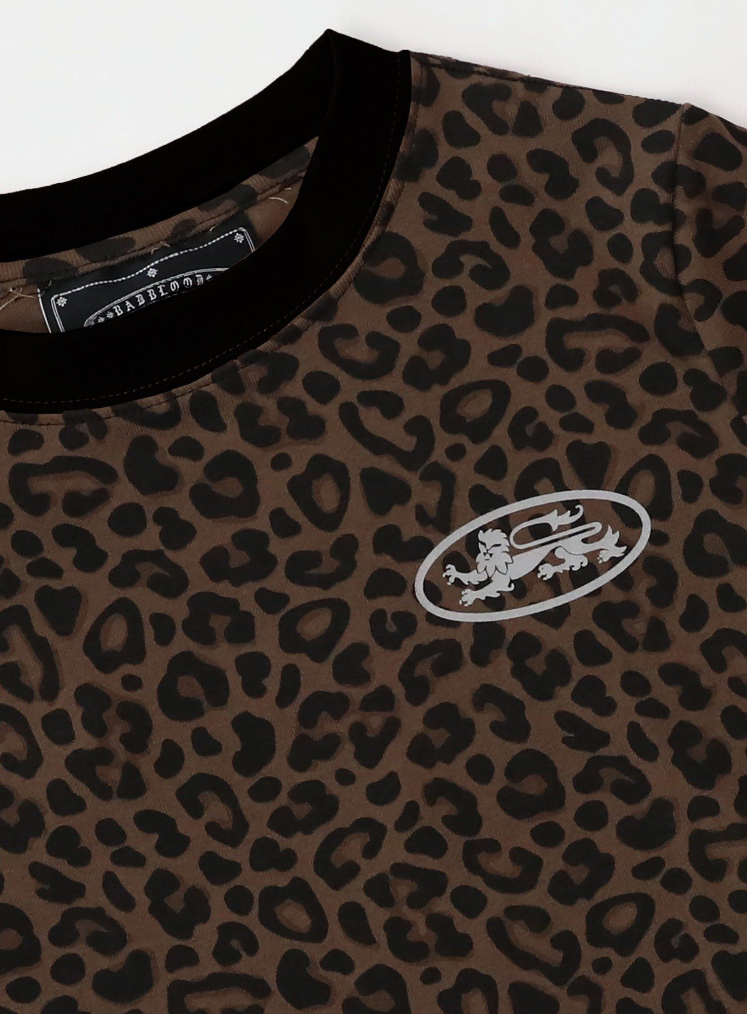  Áo Thun [Unisex] Badblood - [w-tee25-099] Mystic Oval Logo Jersey Ringer T-Shirt Brown Leopard 