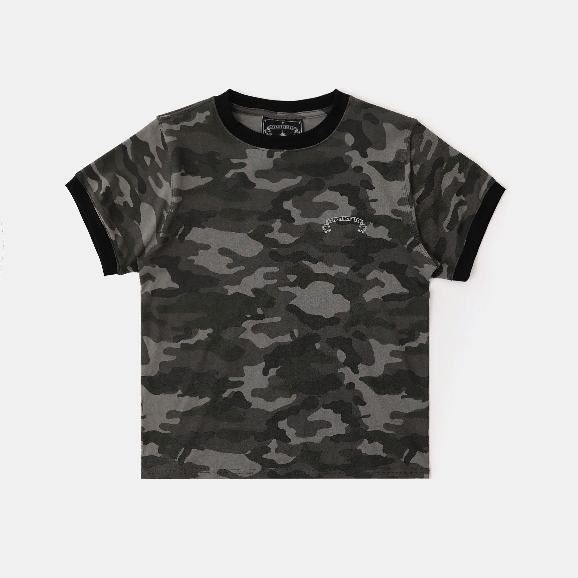  Áo Thun [Unisex] Badblood - [w-tee25-094] Cosmo Reflective Ringer T-Shirt Black Camo 