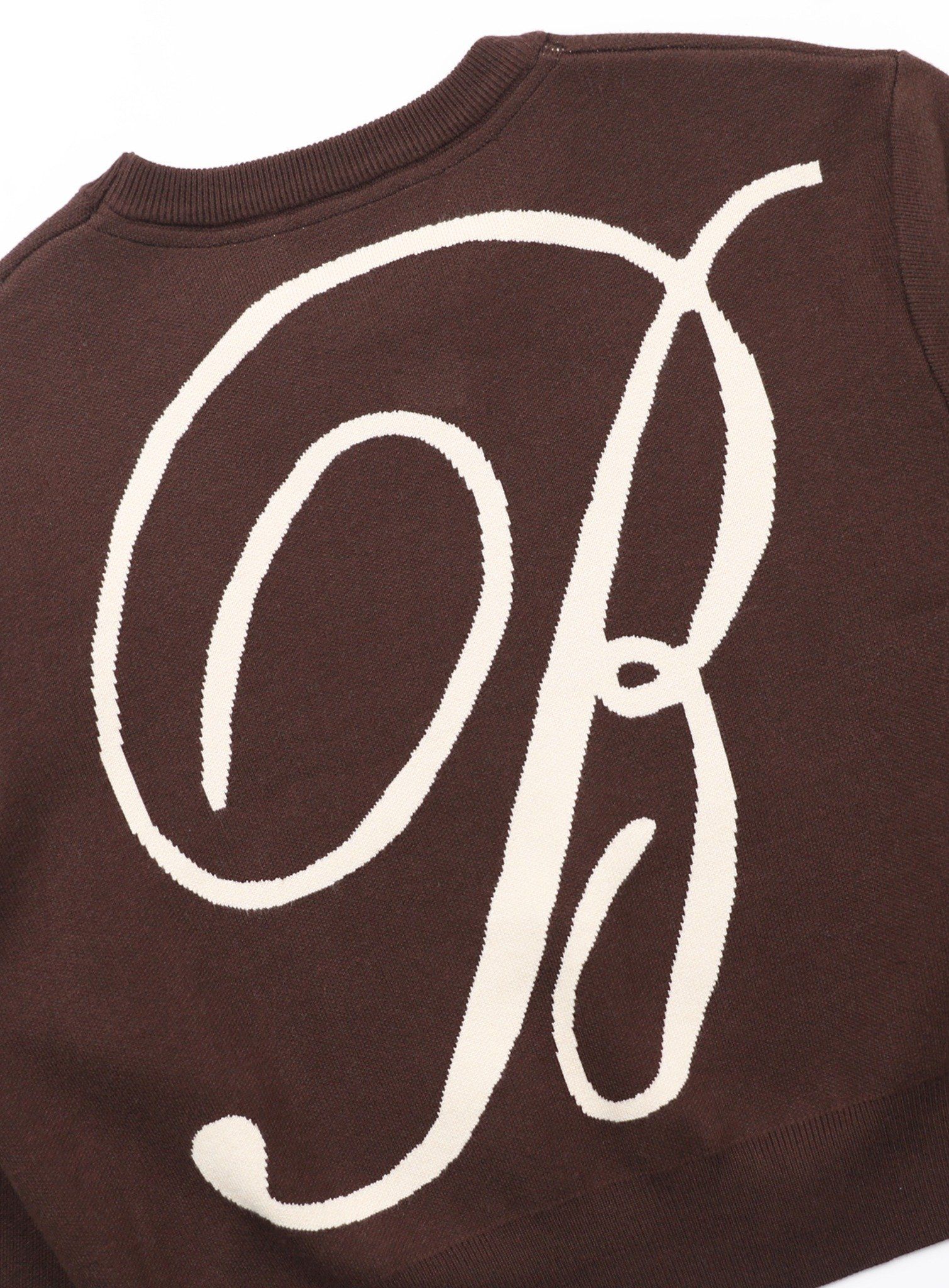  Áo Sweater [Unisex] Badblood - [w-knt24-009] Classic Big Logo Crewneck Sweater - Brown 