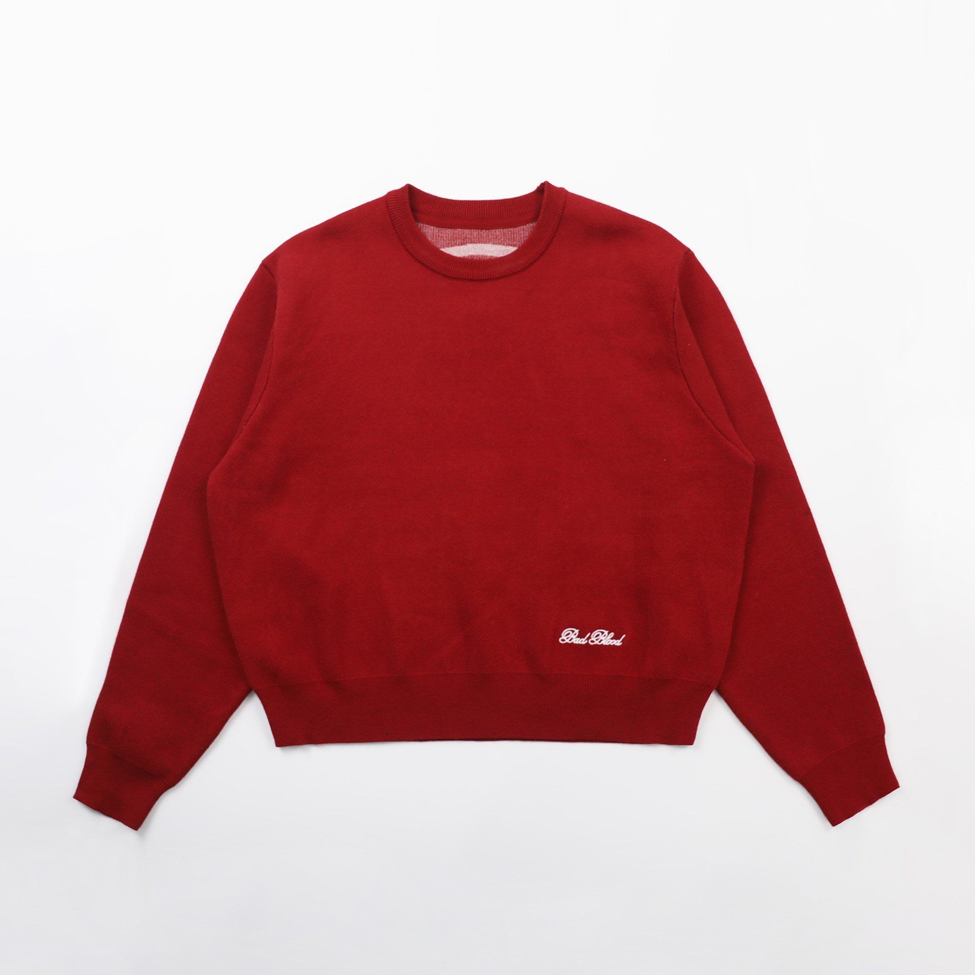  Áo Sweater [Unisex] Badblood - [w-knt24-008] Classic Big Logo Crewneck Sweater - Red 