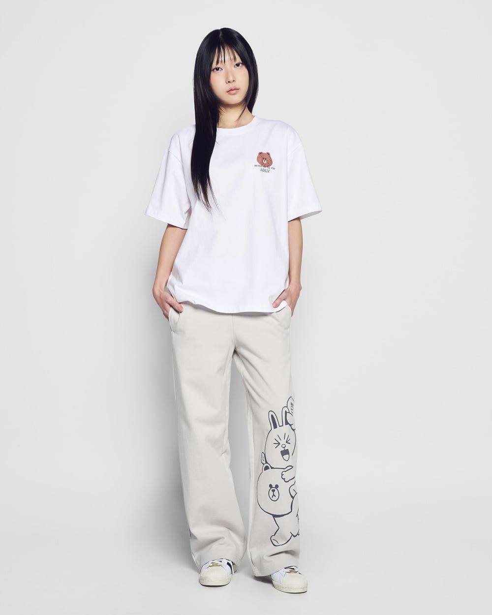  Áo thun ADLV - Acmé de la vie Basic Logo With Line Friends White 