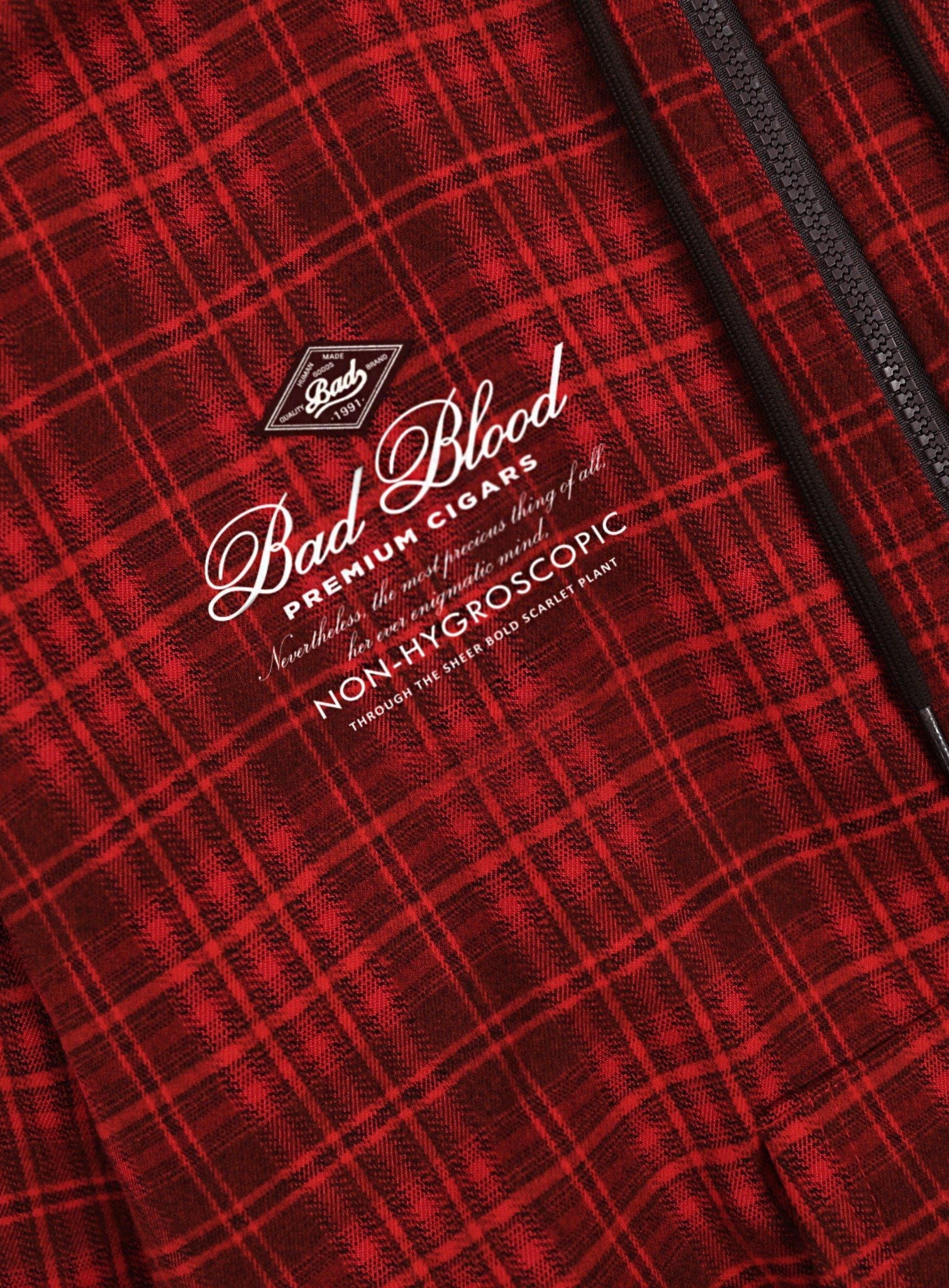  Áo Khoác [Unisex] Badblood - [w-hde24-064] Classic Check Hooded Zip-Up Red 