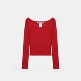  Áo Trễ Vai [Nữ] Badblood - [w-tee24-114] Beyond Soft Off-Shoulder Top Carmine 