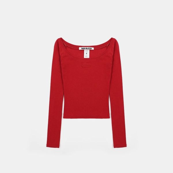 Áo Trễ Vai [Nữ] Badblood - [w-tee24-114] Beyond Soft Off-Shoulder Top Carmine