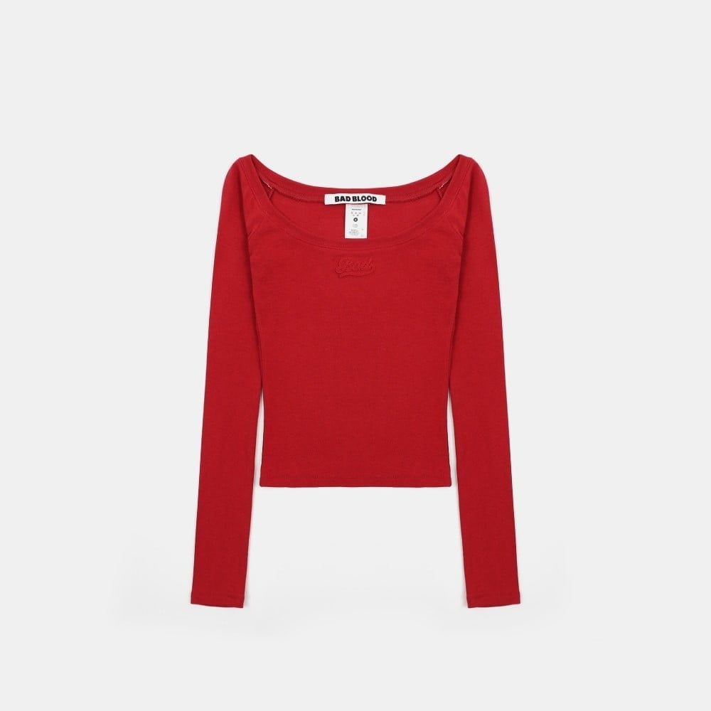 Áo Trễ Vai [Nữ] Badblood - [w-tee24-114] Beyond Soft Off-Shoulder Top Carmine 