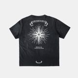  Áo Thun [Unisex] Badblood - [w-tee25-124] Cosmo Print Distressed Pocket T-Shirt - Black 