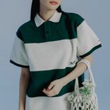  Áo Polo RMTCRW [ROMANTIC CROWN] - STRIPE RUGBY POLO GREEN 
