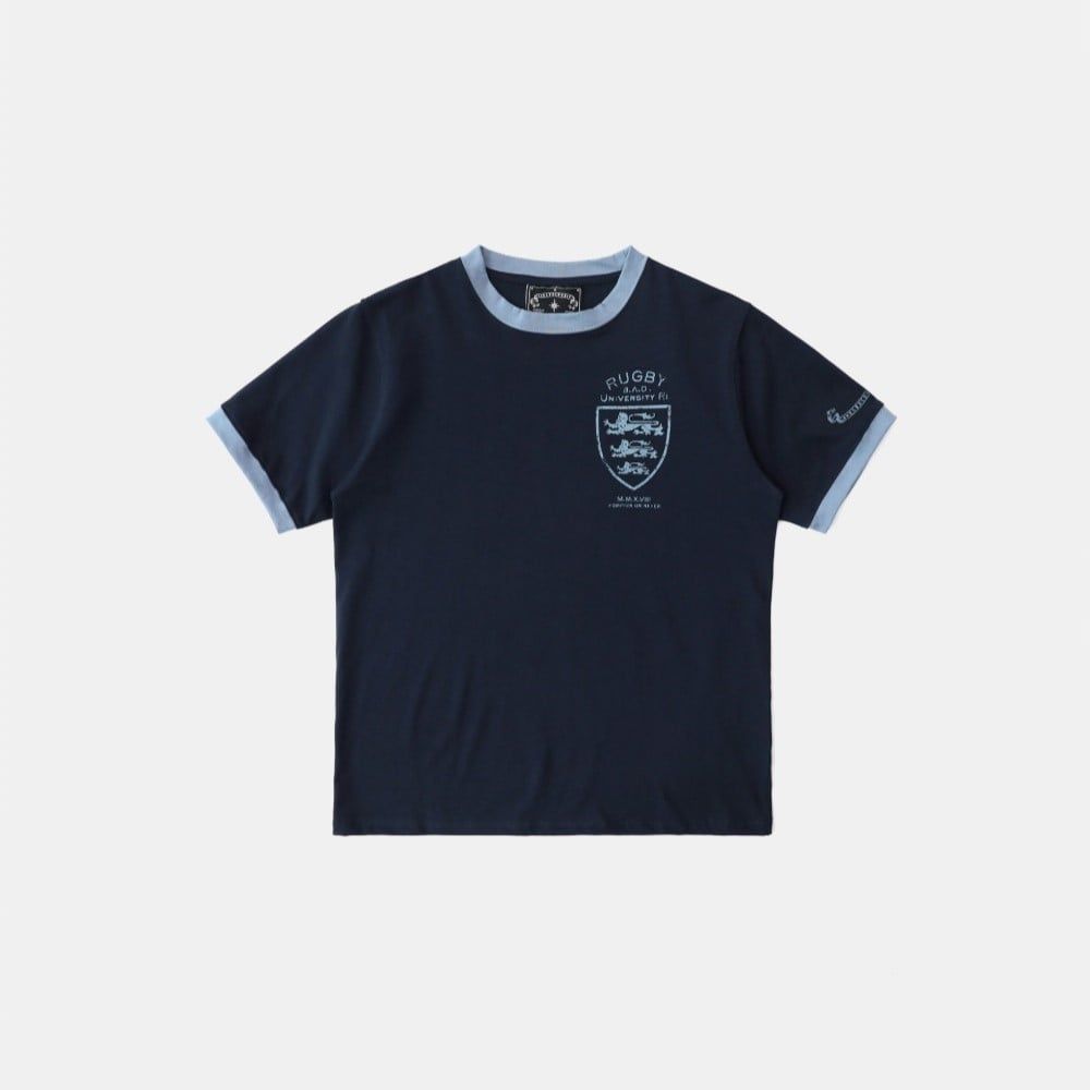  Áo Thun [Unisex] Badblood - [w-tee25-098] Mystic Shield Print Ringer T-Shirt Navy 