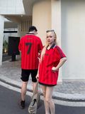  Áo Thun Polo New Era - [Unisex] NY Football Stripe Red 