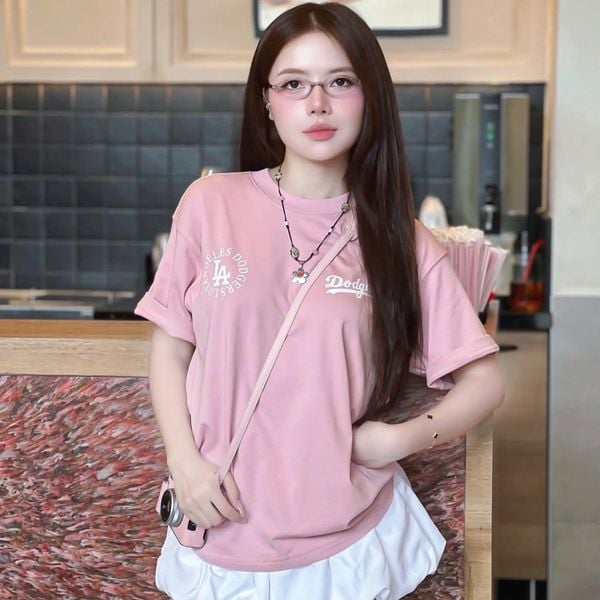 Áo Thun New Era - [Unisex] La Dodgers Mini Logo Pink T-Shirt