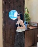  Áo Hai Dây [Nữ] Badblood - [w-tnk24-034] Wendy Spaghetti Strap Tank Top Black 