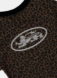  Áo Thun [Unisex] Badblood - [w-tee25-099] Mystic Oval Logo Jersey Ringer T-Shirt Brown Leopard 