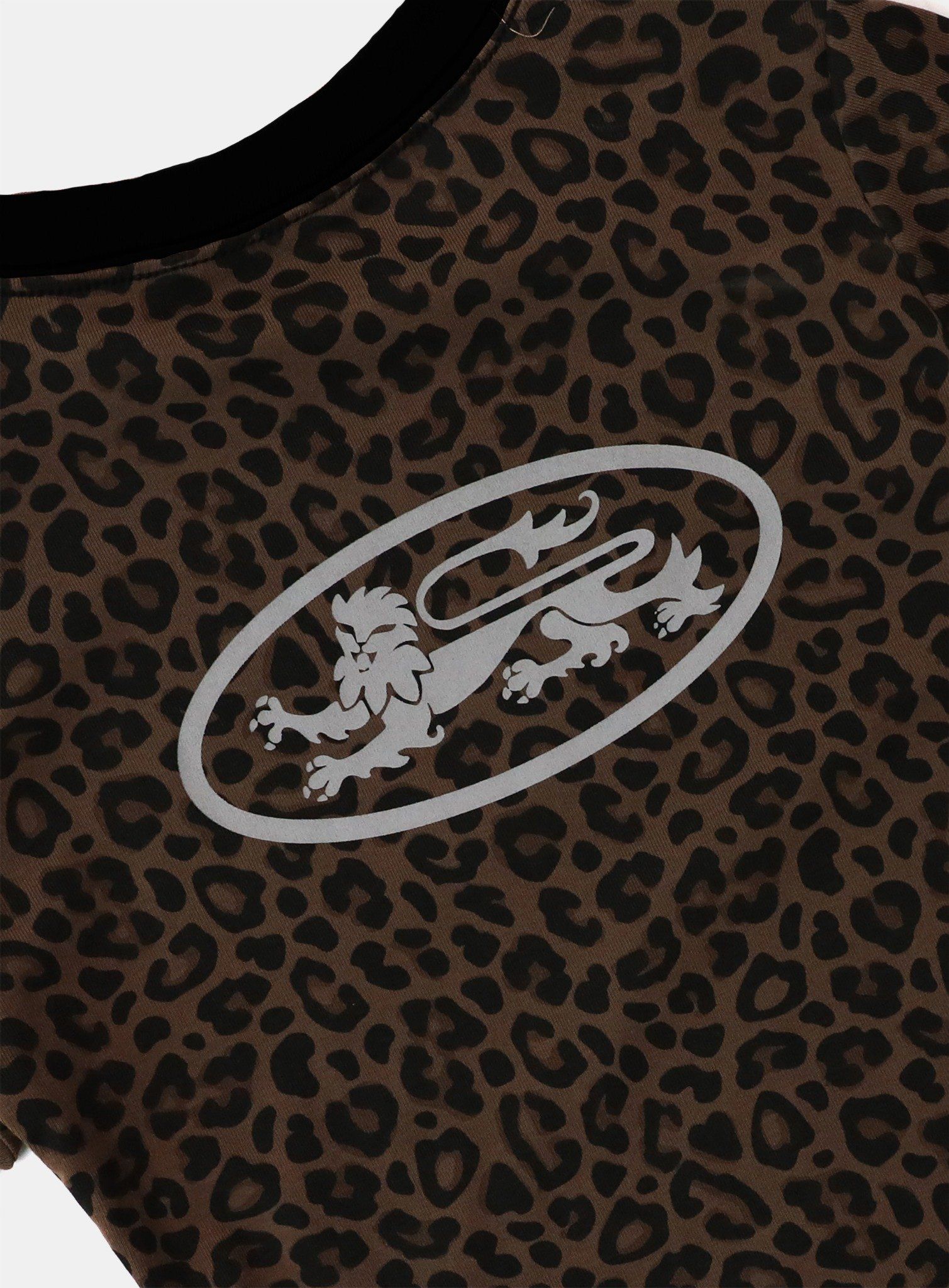  Áo Thun [Unisex] Badblood - [w-tee25-099] Mystic Oval Logo Jersey Ringer T-Shirt Brown Leopard 