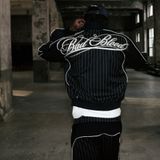  Quần Dài [Unisex] Badblood - [w-pts25-024] Dark Classic Pinstripe Track Pants - Black 