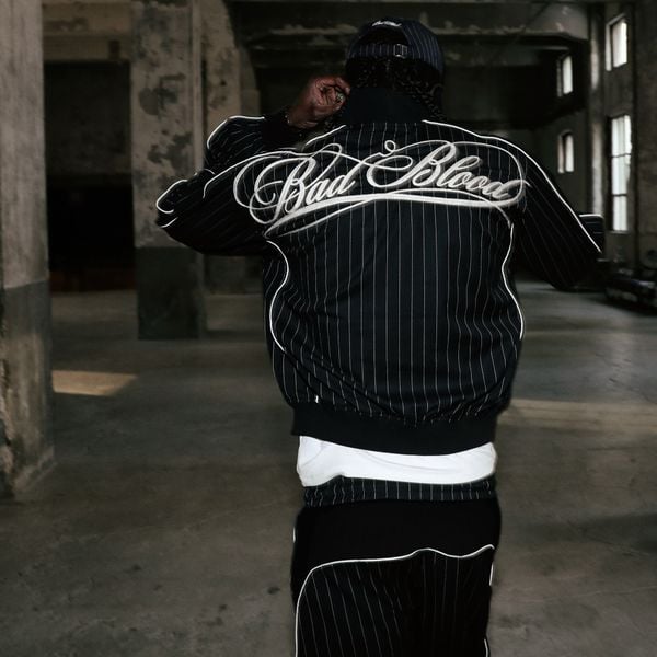 Quần Dài [Unisex] Badblood - [w-pts25-024] Dark Classic Pinstripe Track Pants - Black