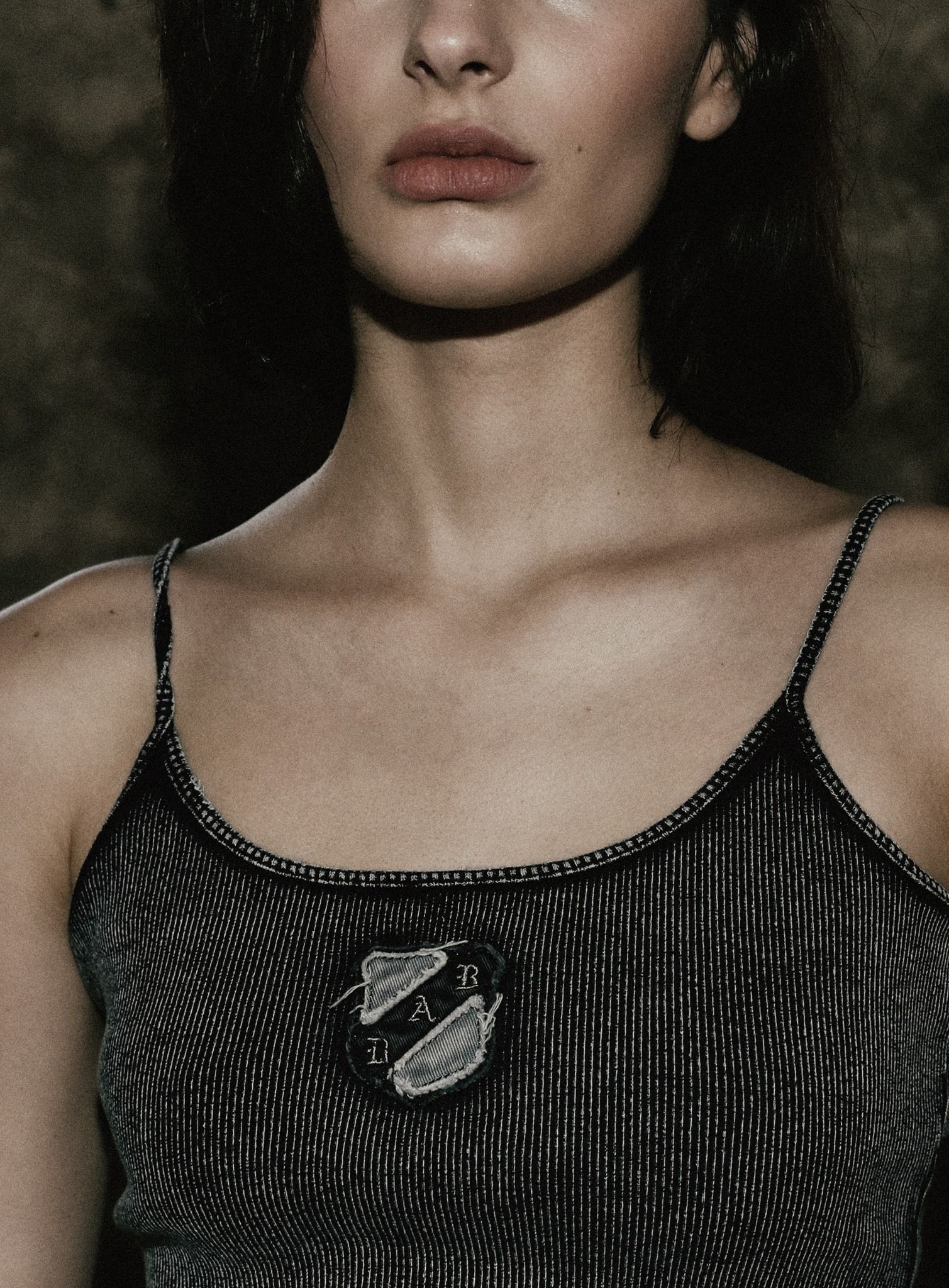  Áo Hai Dây [Nữ] Badblood - [w-tnk25-010] Rusty Denim String Tank Black 