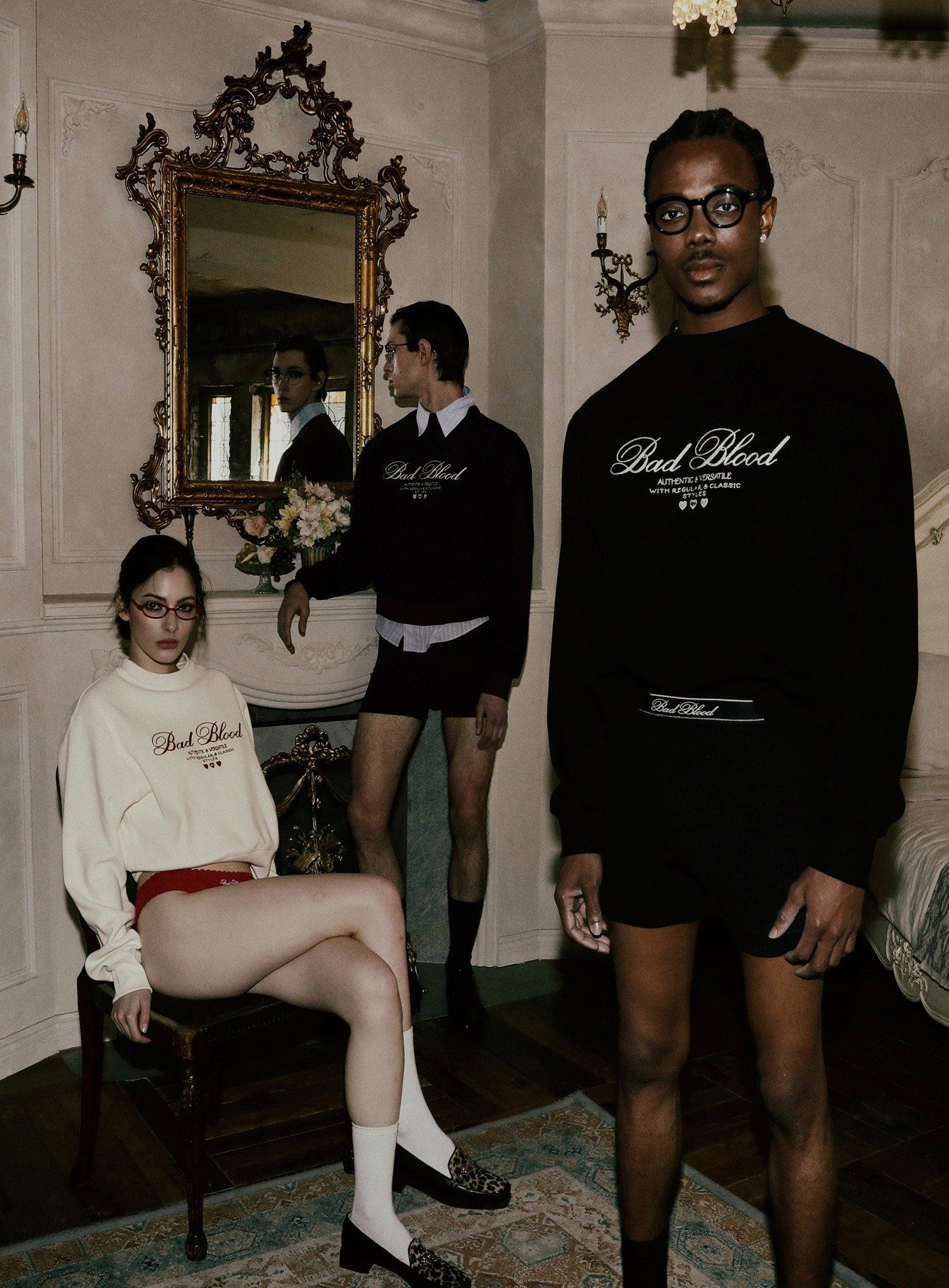  Áo Sweater [Unisex] Badblood - [w-sweatshirt24-018] Classic Logo sweatshirt - Navy 