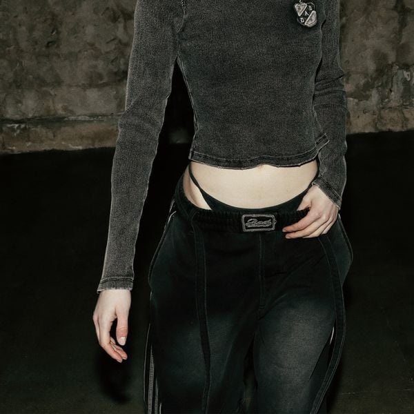 Quần Dài [Unisex] Badblood - [w-pts24-089] Billy Washed Denim Sweatpants - Black