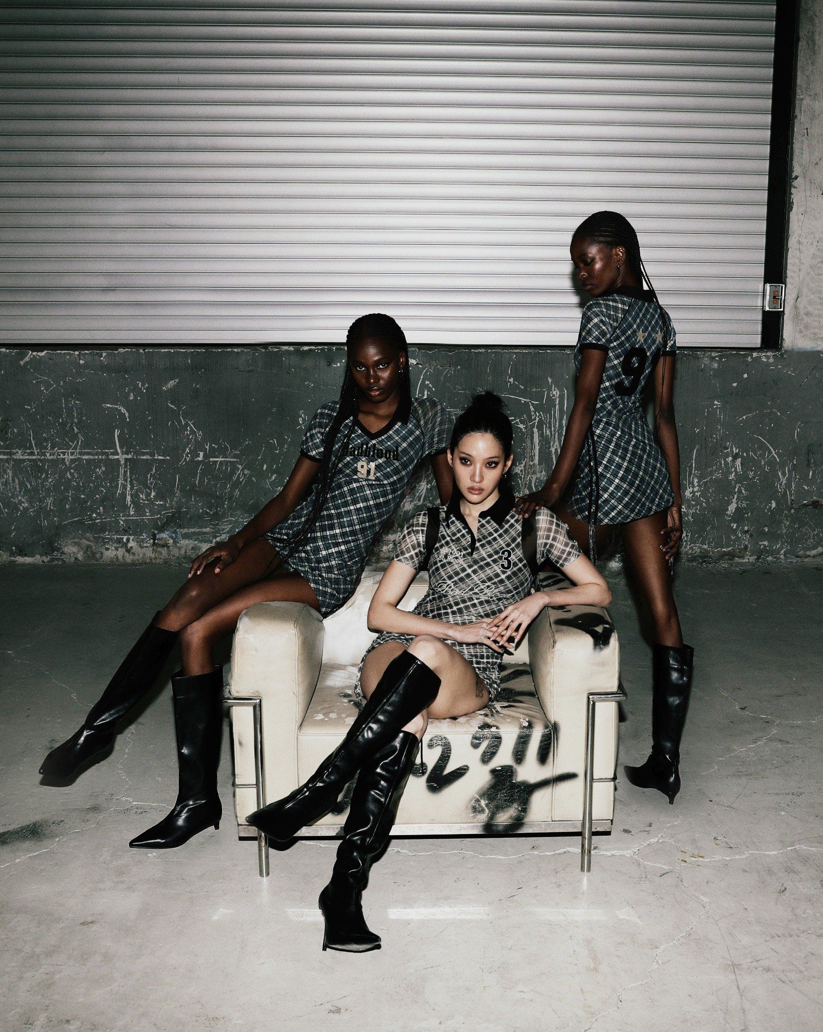  Váy [Nữ] Badblood - [w-drs25-004] Vintage Club Polo Mini Dress Check Brown 