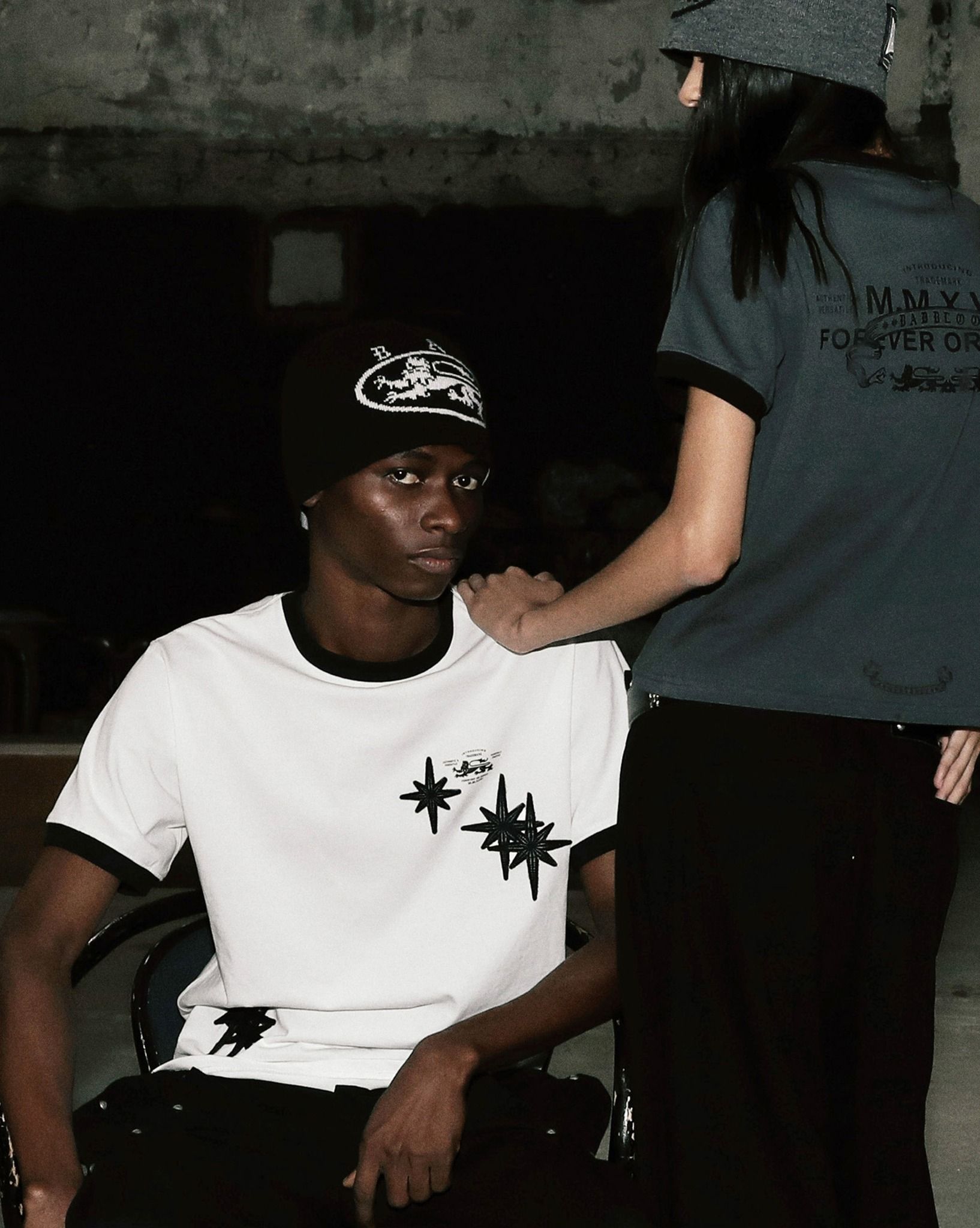  Áo Thun [Unisex] Badblood - [w-tee25-092] Cosmo Multi Patch Ringer T-Shirt Charcoal 