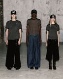  Áo Thun [Unisex] Badblood - [w-tee25-102] Tiny Logo Jersey Ringer T-Shirt Black/Stripe 