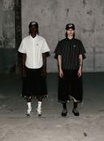  Áo Sơ Mi [Unisex] Badblood - [w-sht25-004] Dark Classic Short Sleeve Shirt Black/Striped 