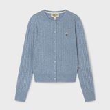  Áo Cardigan WHOAU [Nữ] - Steve High Gauge Wool Cable Blue - WHCKG1215F 