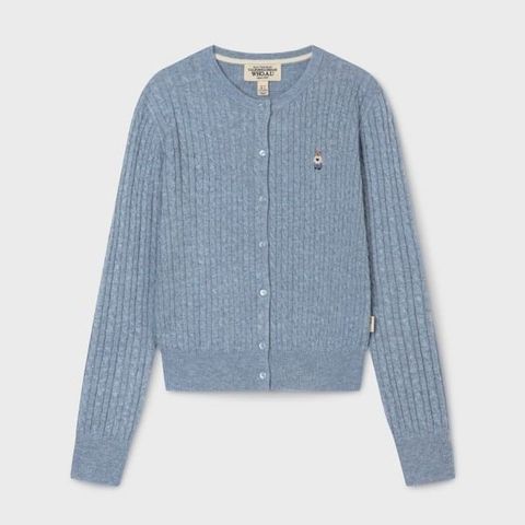 Áo Cardigan WHOAU [Nữ] - Steve High Gauge Wool Cable Blue - WHCKG1215F