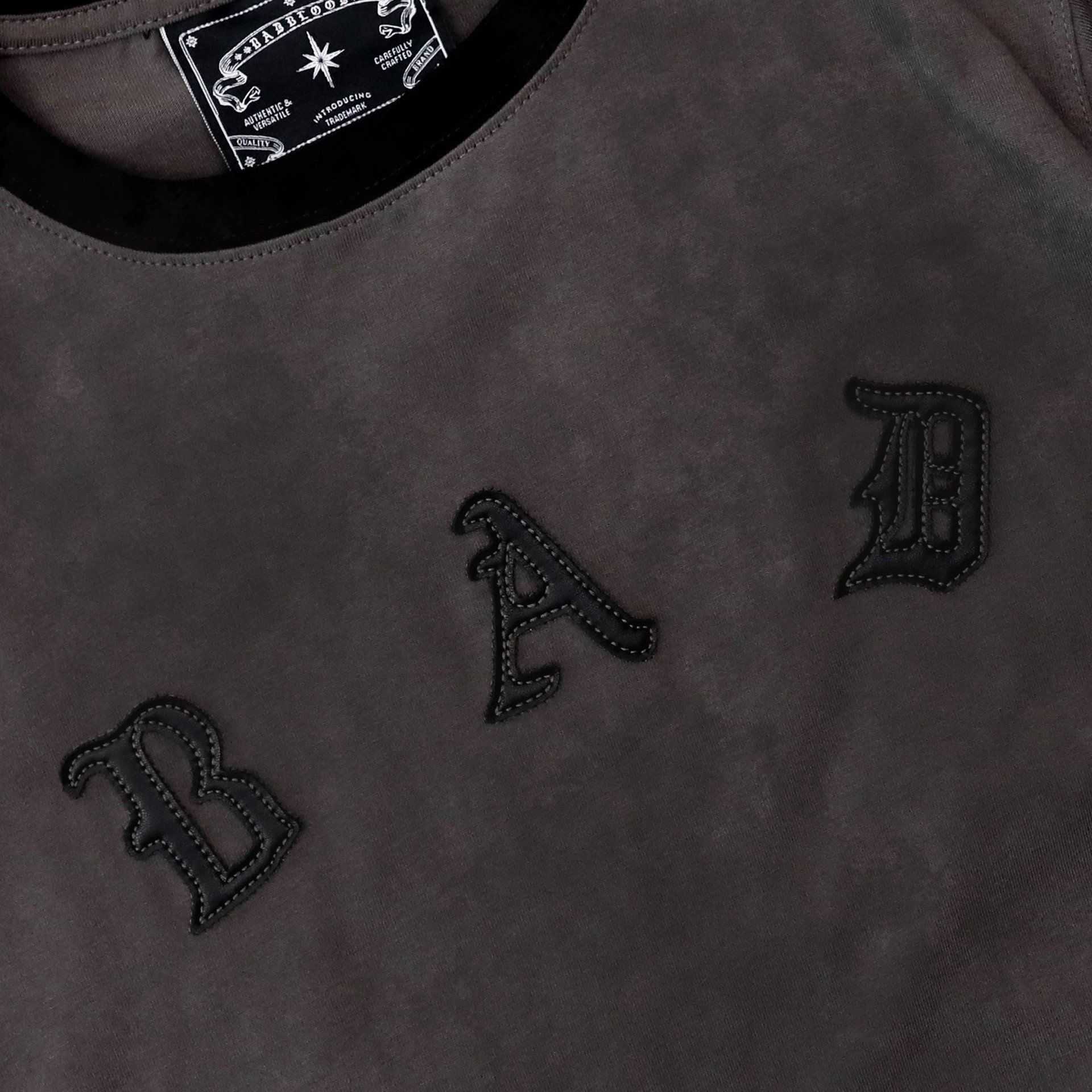  Áo Thun [Unisex] Badblood - [w-tee25-090] Cosmo Bad Patch Ringer T-Shirt Charcoal 