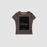  Áo Thun [Unisex] Badblood - [w-tee25-059] Dark Classic Stripe T-Shirt Tobacco/Brown 