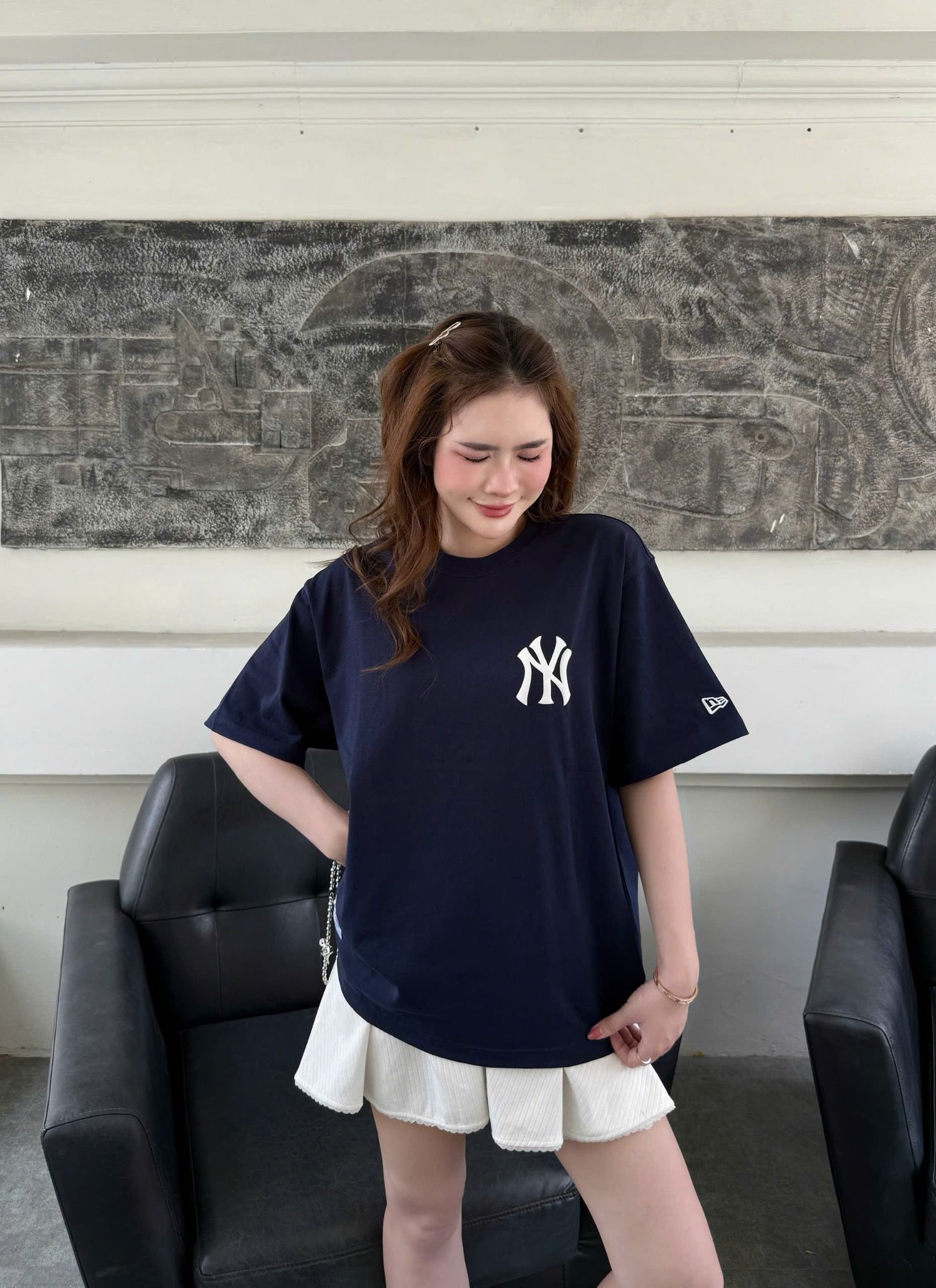  Áo Thun New Era - [Unisex] NY Yankees Flower Navy 
