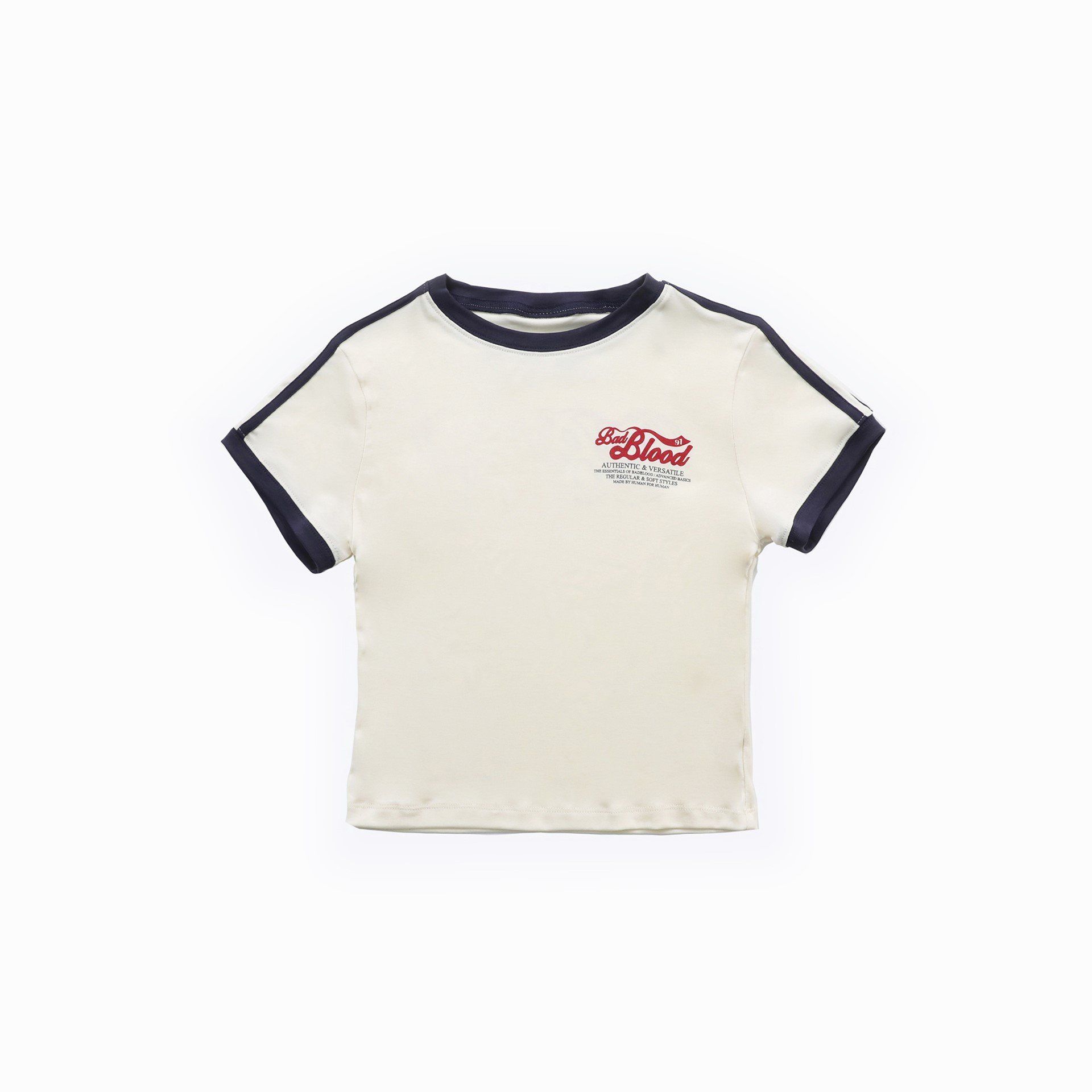◆BADBLOOD◆ Vintage Logo Slim T-Shirt Cream w-tee24-047 Áo Thun [Unisex] Badblood - [w-tee24-047] Vintage Logo Slim