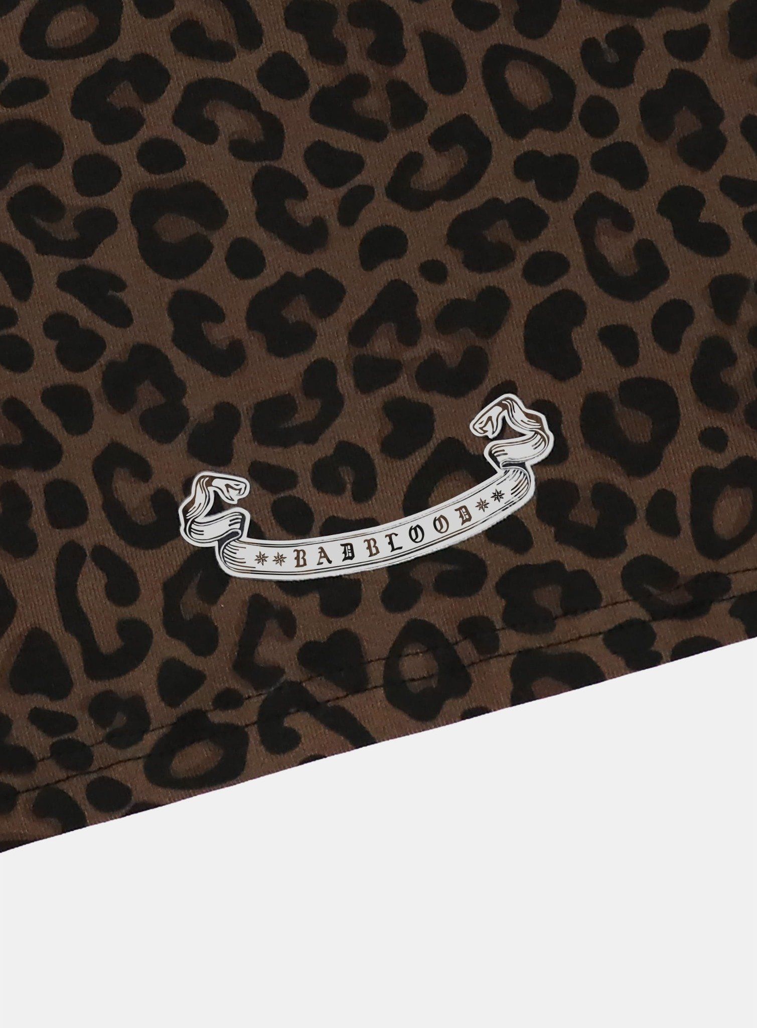 Áo Thun [Unisex] Badblood - [w-tee25-099] Mystic Oval Logo Jersey Ringer T-Shirt Brown Leopard 
