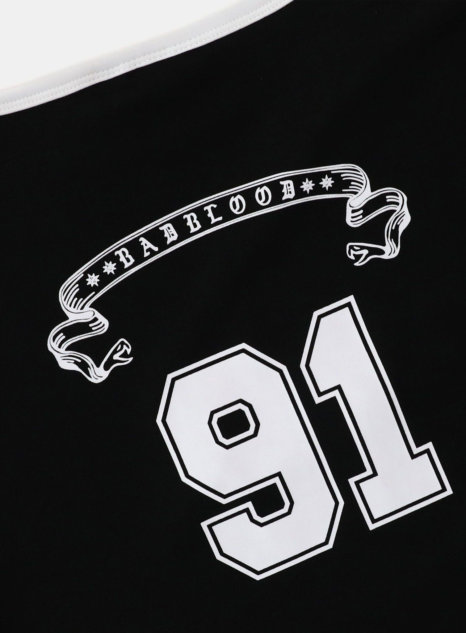  Áo Thun [Unisex] Badblood - [w-tee25-110] 91 V-Neck Jersey T-Shirt - Black 