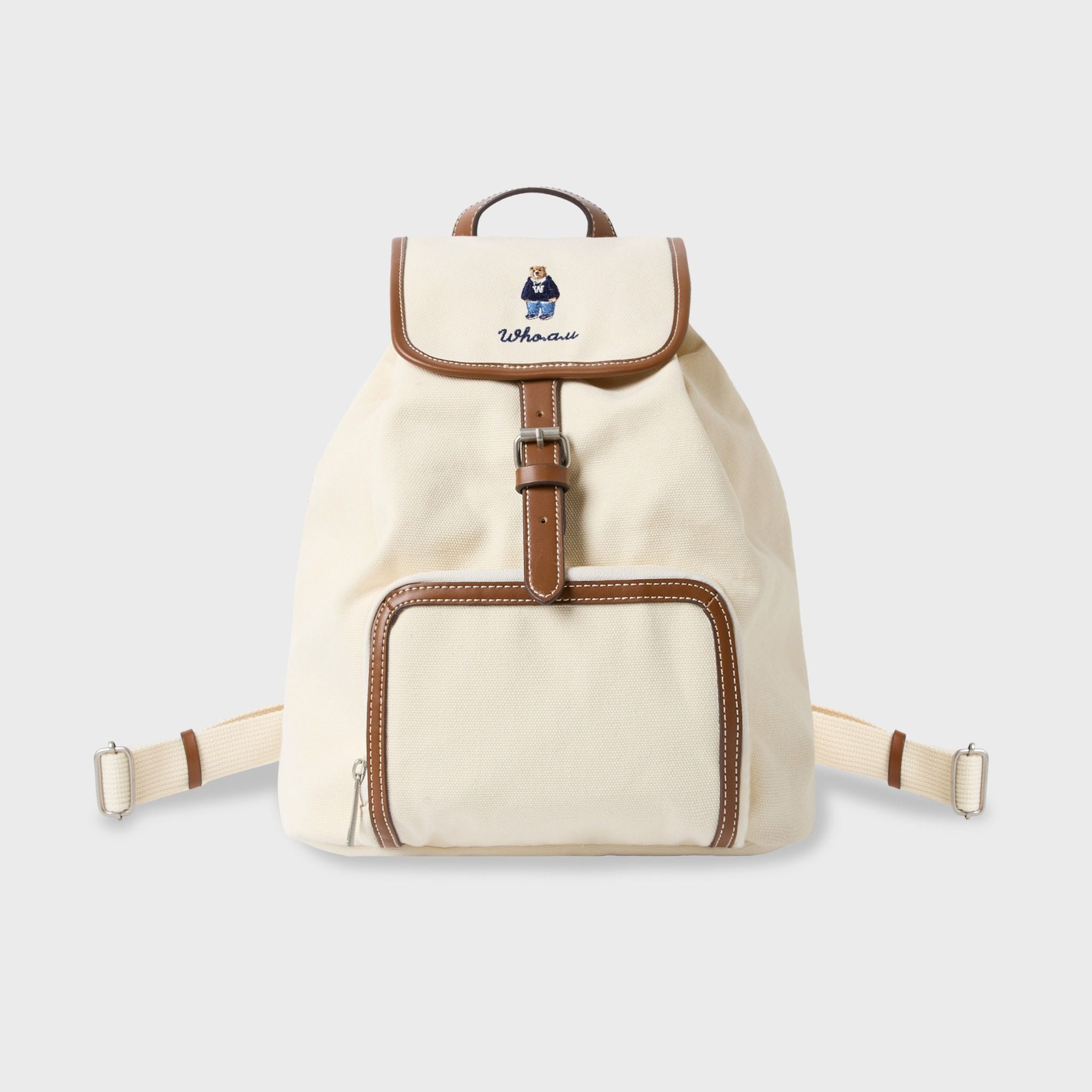  Balo Whoau Korea - Canvas Pocket Backpack - WHBGF3851A 